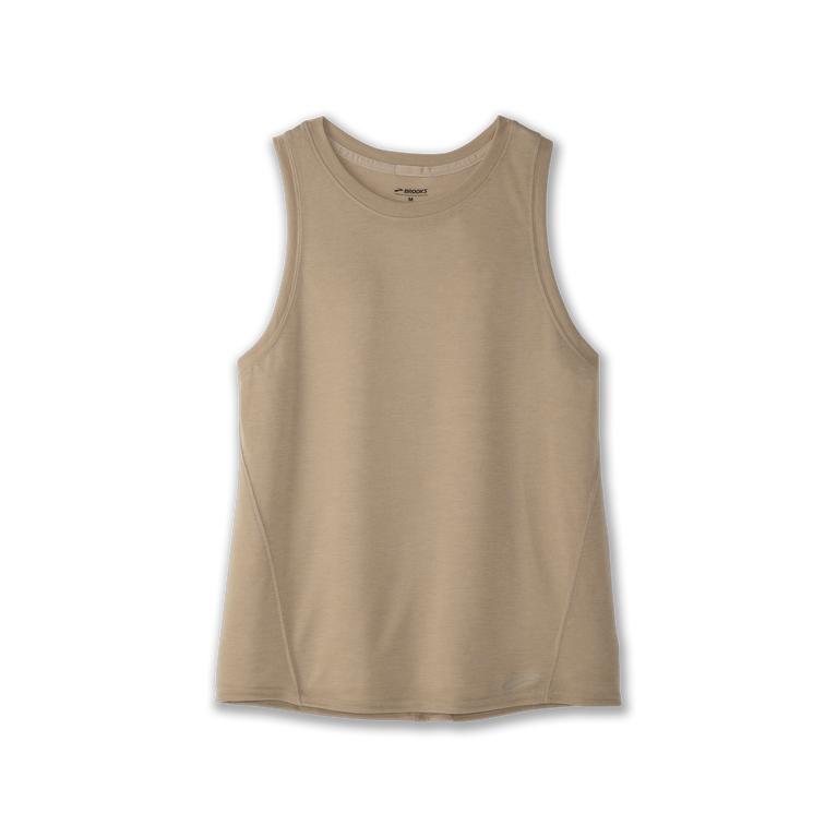 Brooks Distance Running Tank Top - Women's - Heather Oatmeal/Black (54612-MFBR)